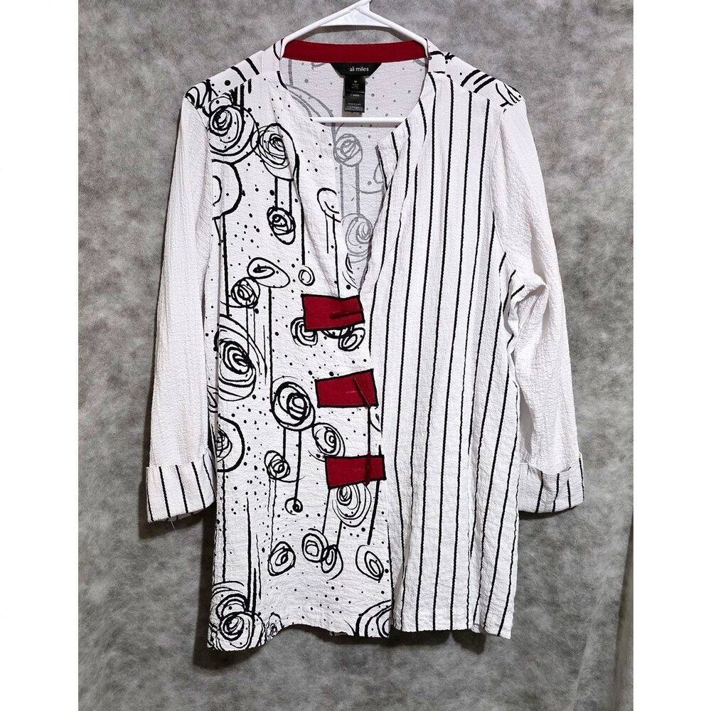 Ali Miles Top/Jacket Abstract Design Crinkle Size M Wearable Art